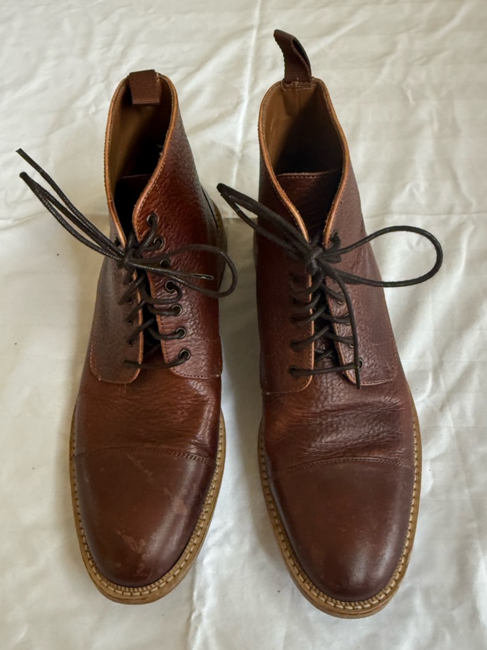 Taft Brown Leather Chukka Lace-Up Handcrafted Boots Mens Size 42 Good Condition